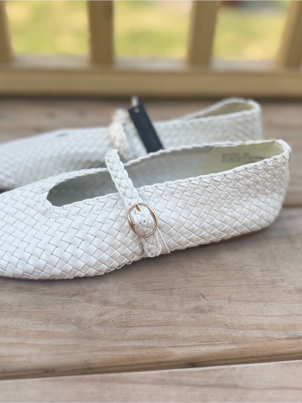 Women’s Braided Mary Jane Flats - White - Picture 3 of 5